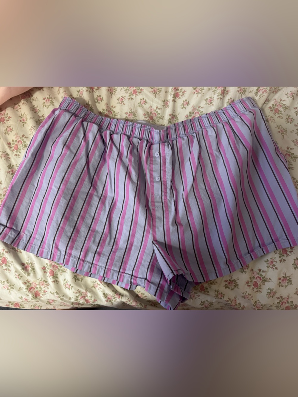 PINK Victoria's Secret Pink & Lavender Striped Sleep Shorts